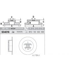 Диск тормозной задний SD4016 для TOYOTA CAMRY SANGSIN HI-Q SD4016