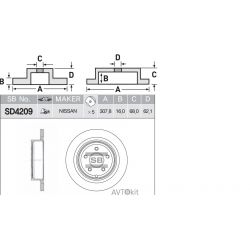 Диск тормозной задний для Murano I (Z50) SANGSIN HI-Q SD4209