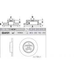 Диск тормозной передний для CR-V I (RD1,RD2,RD3) SANGSIN HI-Q SD4101