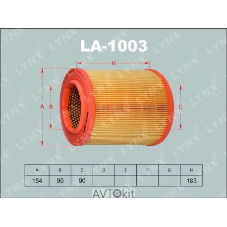Фильтр воздушный для AUDI A8 LYNXauto LA-1003