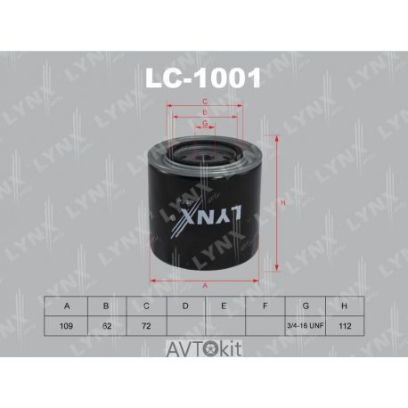 Фильтр масляный для AUDI A6 LYNXauto LC-1001