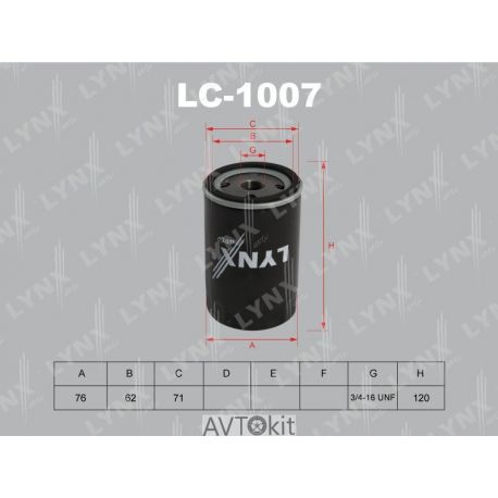 Фильтр масляный для Audi 80 LYNXauto LC-1007