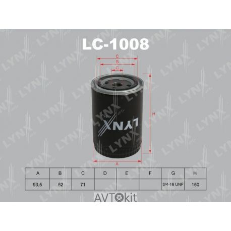 Фильтр масляный для AUDI 80/100 LYNXauto LC-1008