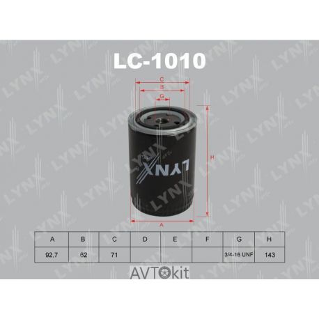 Фильтр масляный для AUDI A4 LYNXauto LC-1010