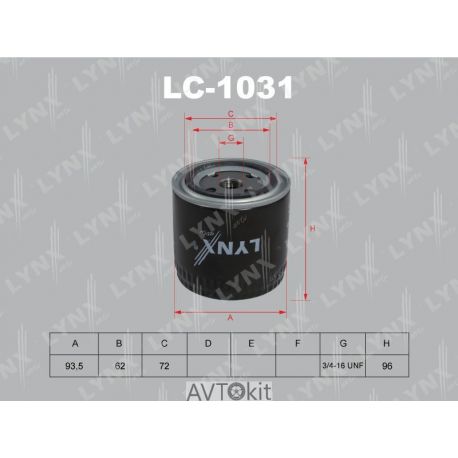 Фильтр масляный для LADA 2101-07/Moskvich LYNXauto LC-1031