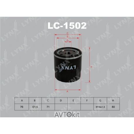 Фильтр масляный для OPEL Astra LYNXauto LC-1502