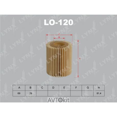 Фильтр масляный для LEXUS GS300/450h LYNXauto LO-120