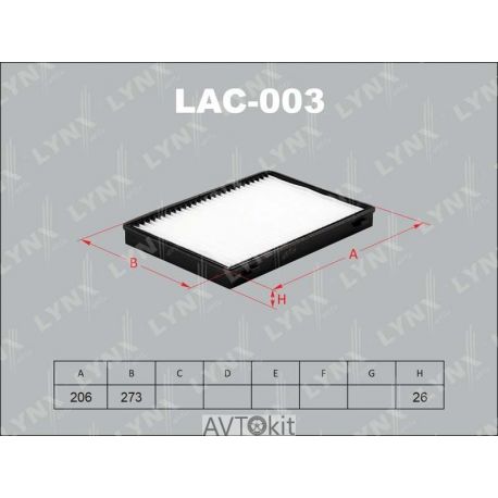Фильтр салонный для CHEVROLET LYNXauto LAC-003