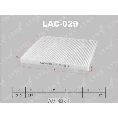 Фильтр салонный (новый номер LAC-803) для TOYOTA Avensis LYNXauto LAC-029