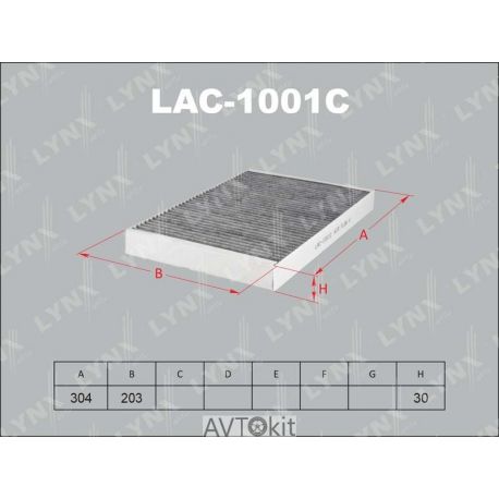 Фильтр салонный для AUDI A4 LYNXauto LAC-1001C