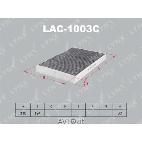 Фильтр салонный для AUDI A6 LYNXauto LAC-1003C