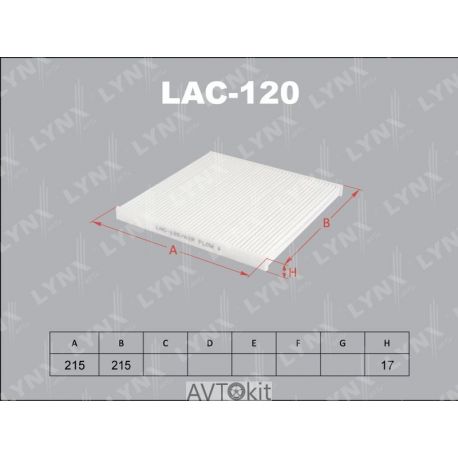 Фильтр салонный (новый номер LAC-143) для TOYOTA Estima LYNXauto LAC-120