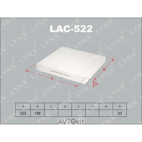 Фильтр салонный для HONDA Integra LYNXauto LAC-522