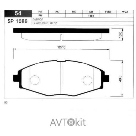 Колодки тормозные передние для Daewoo Lanos SANGSIN HI-Q SP1086