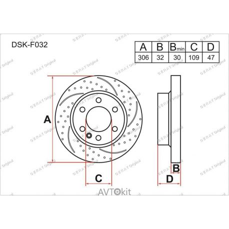 Передние тормозные диски для Nissan GERAT DSK-F032