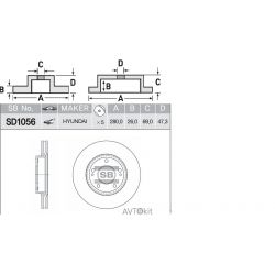 Диск тормозной передний SD1056 для HYUNDAI SONATA SANGSIN HI-Q SD1056