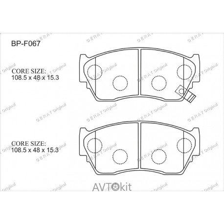 Передние тормозные колодки GERAT BP-F067 для Nissan