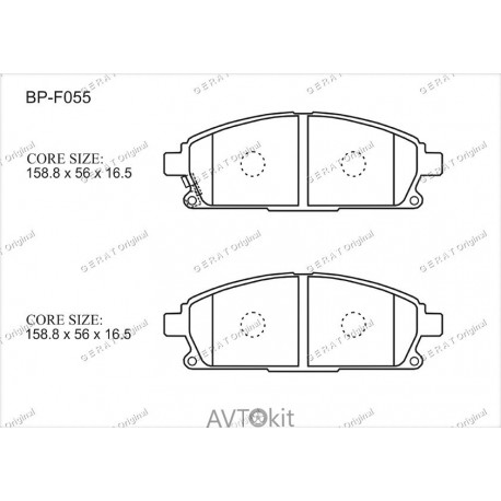Передние тормозные колодки GERAT BP-F055 для Acura, Infiniti, Nissan