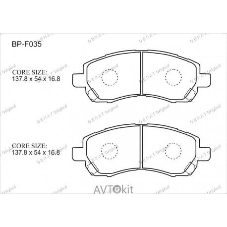 Передние тормозные колодки GERAT BP-F035 для Subaru