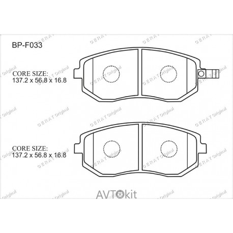 Передние тормозные колодки GERAT BP-F033 для Subaru