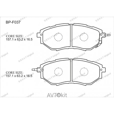 Передние тормозные колодки GERAT BP-F037 для Subaru