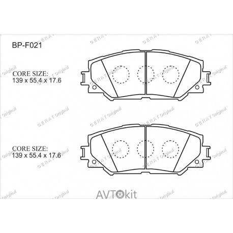 Передние тормозные колодки GERAT BP-F021 для Pontiac, Scion, Toyota