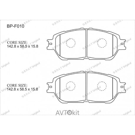 Передние тормозные колодки GERAT BP-F010 для Lexus, Toyota