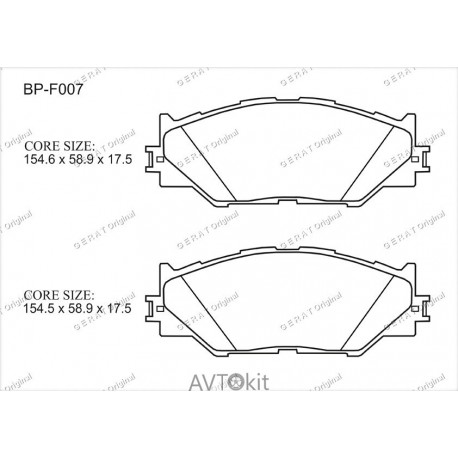 Передние тормозные колодки GERAT BP-F007 для Lexus