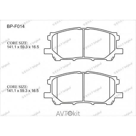 Передние тормозные колодки GERAT BP-F014 для Lexus, Toyota
