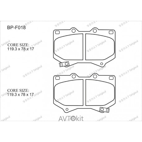 Передние тормозные колодки GERAT BP-F018 для Toyota