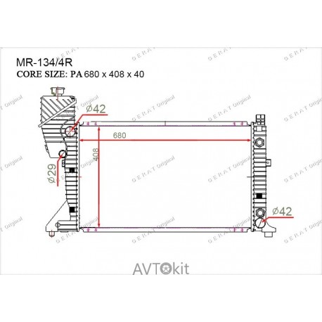 Радиатор охлаждения двигателя для Mercedes GERAT MR-134/4R