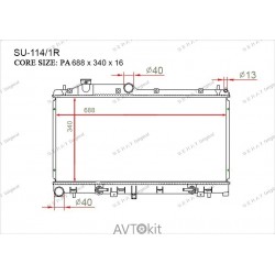 Радиатор охлаждения двигателя для Subaru GERAT SU-114/1R