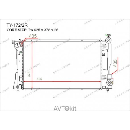Радиатор охлаждения двигателя для Toyota GERAT TY-172/2R