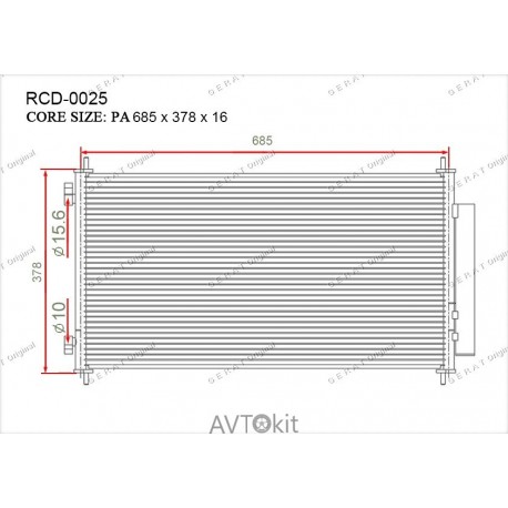 Радиатор кондиционера для Honda GERAT RCD-0025