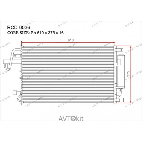 Радиатор кондиционера для Hyundai, Kia GERAT RCD-0036
