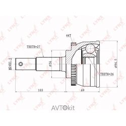 ШРУС наружный 27x26x56/44T для NISSAN LYNXauto CO-5727A